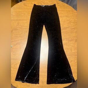 Yelete Black Velvet Bell-bottom Pants